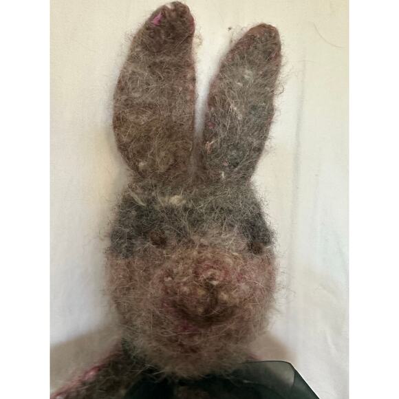 Stuffed animal needle-felted rabbit unique wool alpaca boho gift bunny handmade - Picture 12 of 16